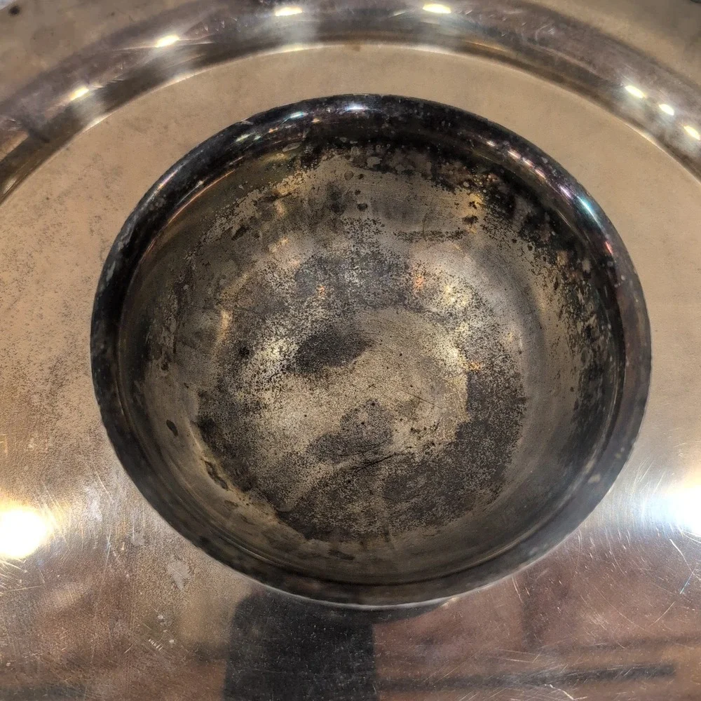 Wm A Rogers Oneida Silver Plated Chip and Dip Server Round Platter Bowl NA310 - Picture 4 of 11